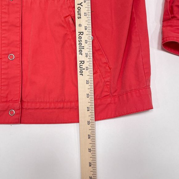 Chico's Jacket Size 1 /‎ Medium Red Snap Button Front Collared Pockets Utility - Picture 10 of 10